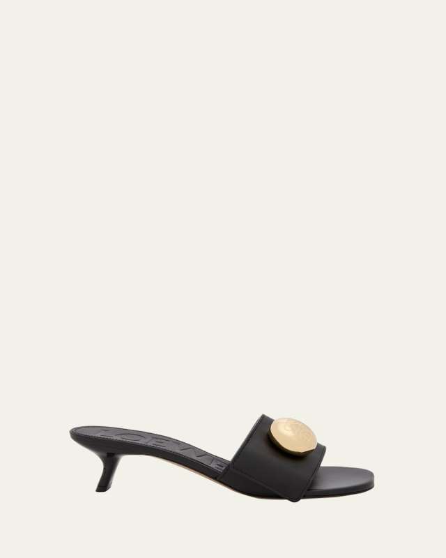 Pebble Leather Slide Sandals